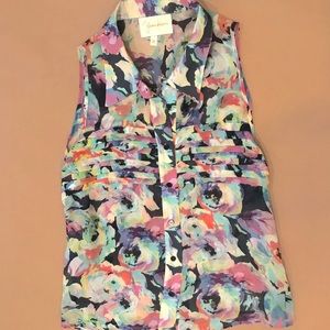 YUMI KIM "Joanne" Pastel Rose Print Silk Top